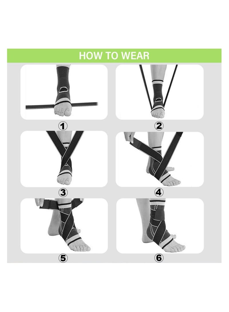 Adjustable Compression Ankle Brace with Wrap Socks for Men  Women - Supports Plantar Fasciitis, Achilles Tendon, Sprained Ankles, and Stabilizes Ligaments for Sports Protection (1 Pack) - Image 3